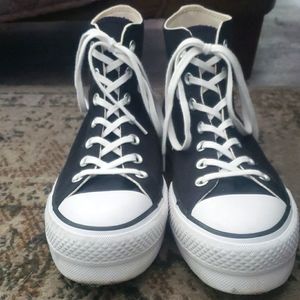 Converse black platform high tops